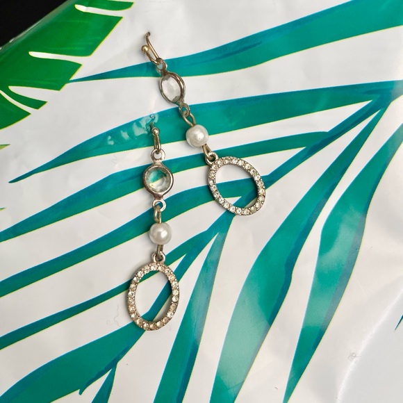 Vintage Pearl Rhinestone Dangling Earrings - Picture 1 of 5